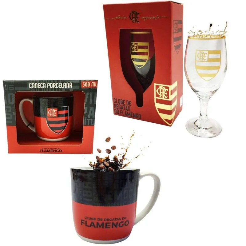 Kit 1 Caneca Porcelana 300ml Café + 1 Taça Windsor 330ml