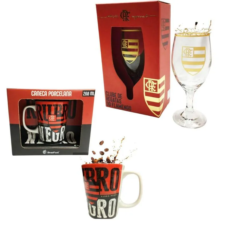 Kit 1 Caneca Porcelana Premium 260ml Preto + 1 Taça Windsor