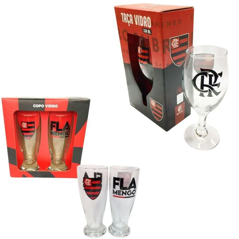 Kit 2un Copos Munich Vidro Cerveja + 1 Taça Windsor 330ml