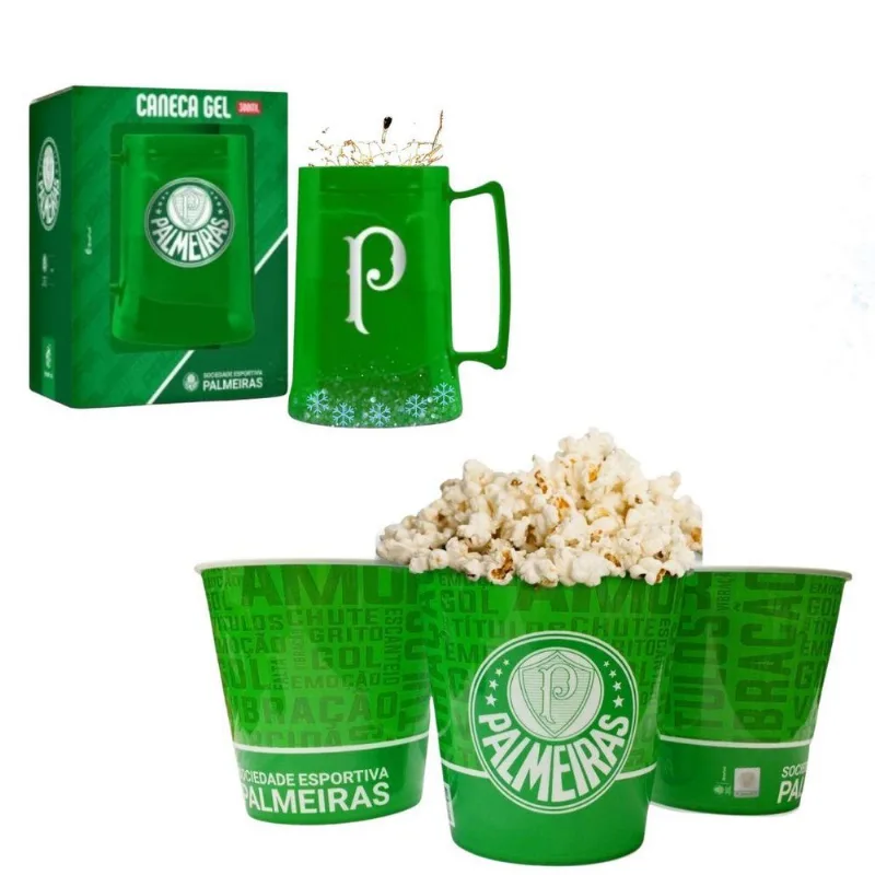 Kit Balde Pipoca Verde 2,5l + Caneca Gel Isolante Térmico