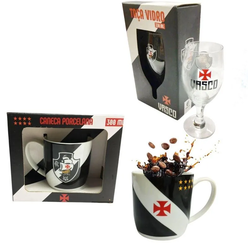Kit Caneca Xicara Porcelana 300Ml Café + Taça Windsor 330Ml