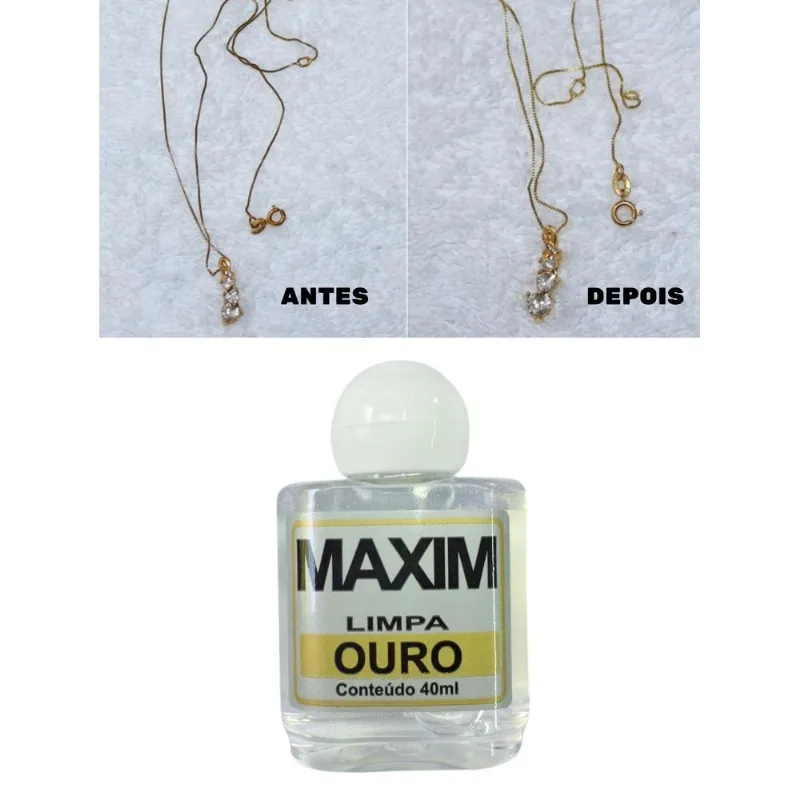 Limpa Jóias Verdadeiras Ouro Puro 18k Maxim 40ml Branco