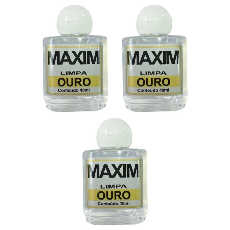 Kit 3 Limpa Jóias Verdadeiras Ouro Puro 18k Maxim 40ml
