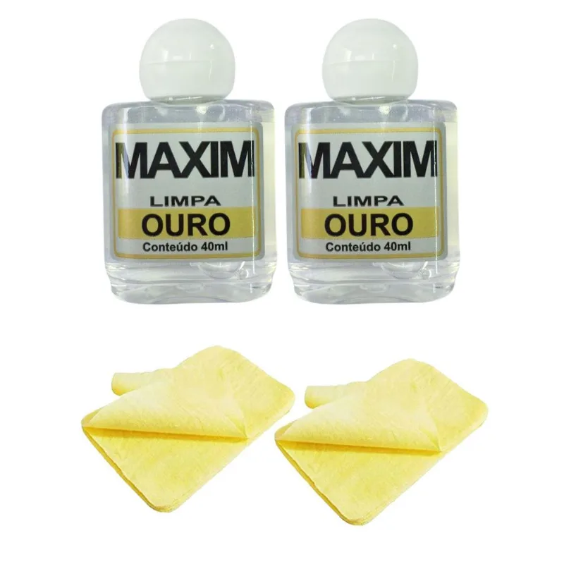 Kit 2 Limpa Jóias Ouro Puro 18k Maxim 40ml +2 Flanela