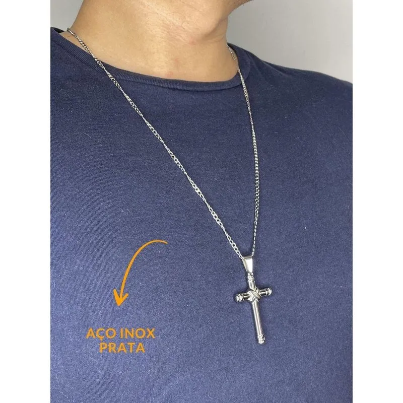 Corrente Cordão Masculino Grumet 3Mm 70Cm Prata Dourado