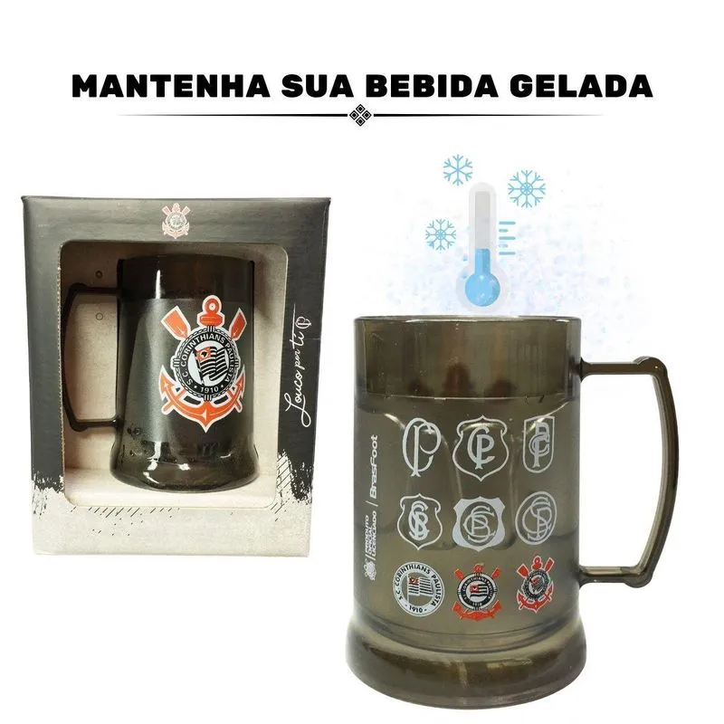 Caneca Copo Preto Gel 300ml Isolante Térmico Chopp Cerveja