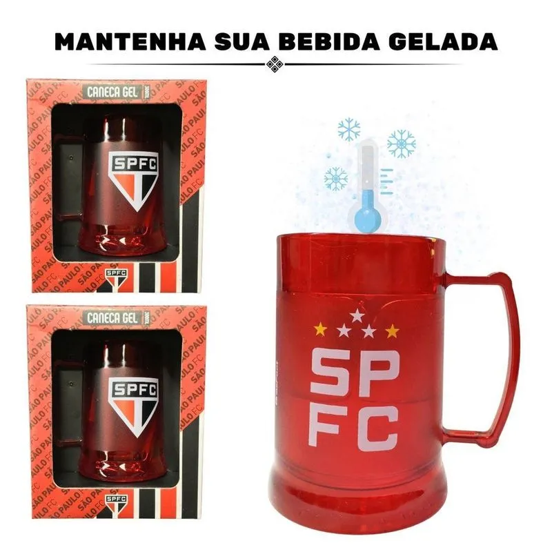 Kit 2Un Caneca Copo Vermelho Gel 300Ml Isolante Térmico