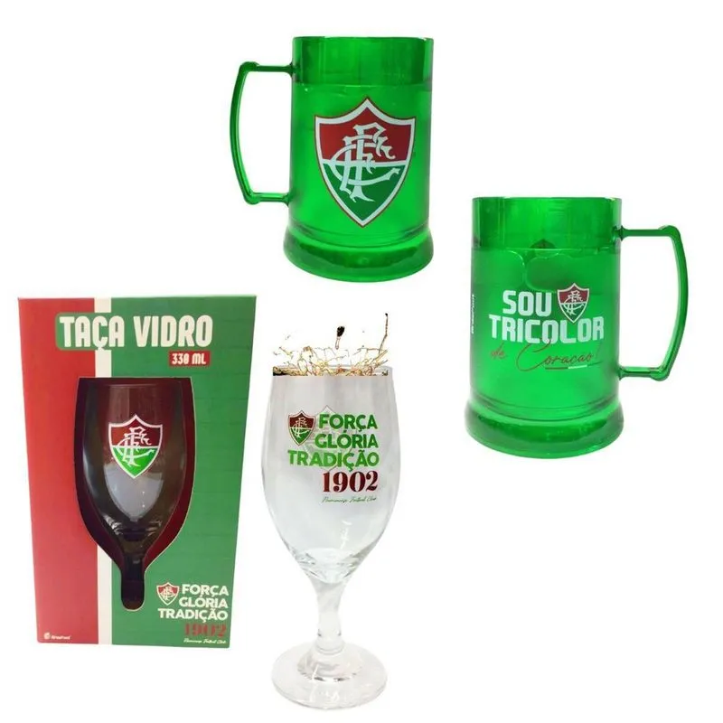 Kit Taça Tulipa Força Gloria Tradição + Copo Caneca Gel 300Ml