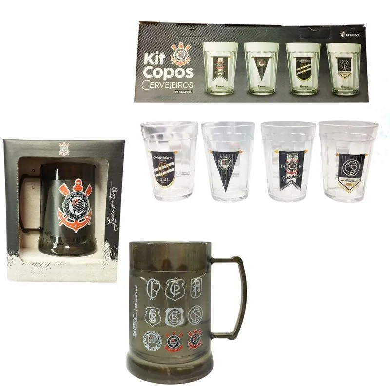 Kit 4 Copos Americano Vidro 190ml Bar + Caneca Gel 300ml