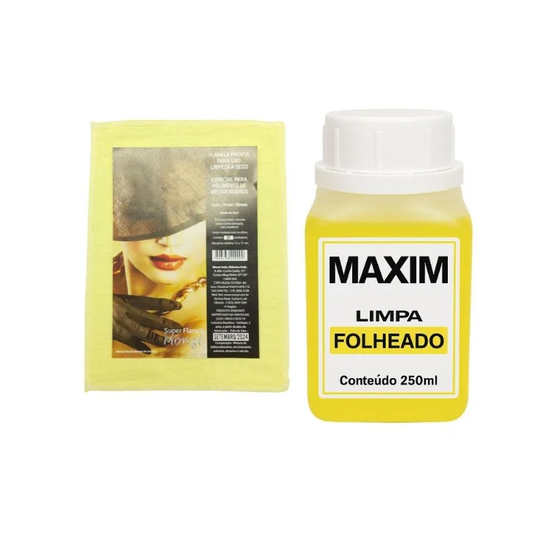 Kit Limpa Folheados Chapeados Maxim 250ml Grande + 1 Flanela