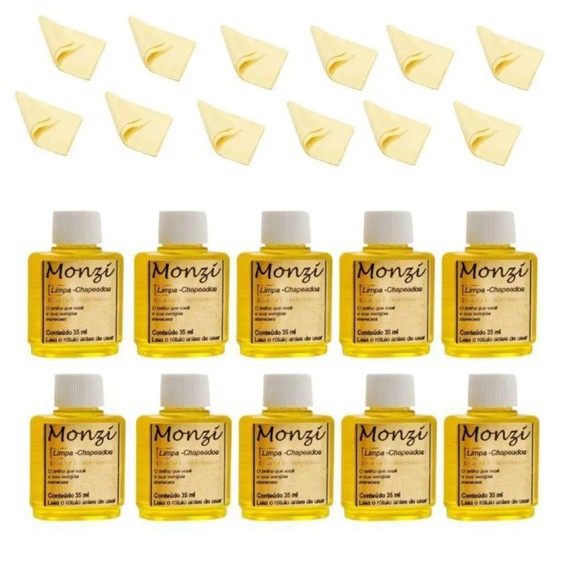 Kit 10 Limpa Chapeados Semijóias Monzi +10 Flanelas Mágicas