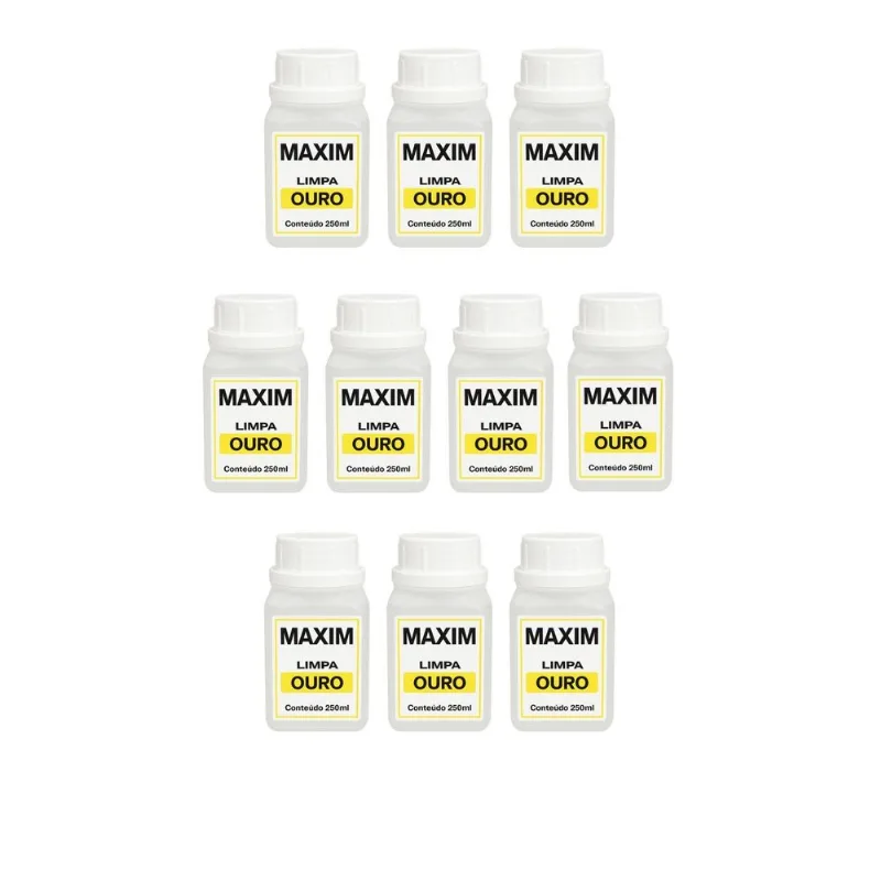 Kit 10un Limpa Jóias Ouro Puro 18k Platina Maxim 250ml
