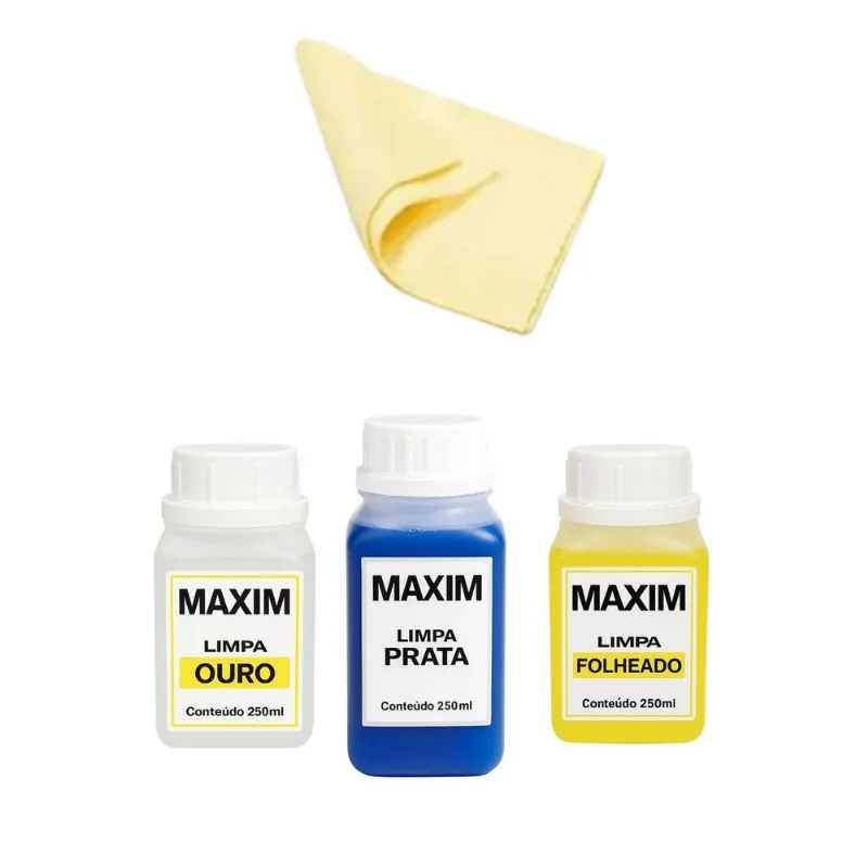 Kit 3 Maxim 250ml Limpa Chapeados Prata 925 Jóias Ouro 18k +