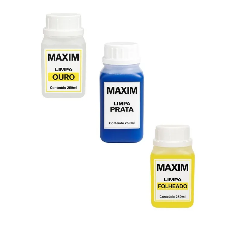 Limpa Jóias Ouro Puro 18k Platina Maxim 250ml Grande Liquido
