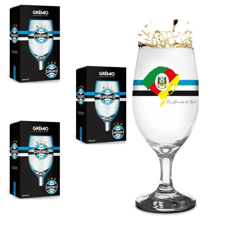 Kit 3un Taça Tulipa Windsor Vidro 330ml Cerveja Vinho Chopp
