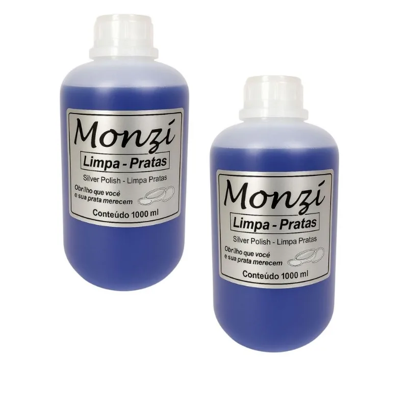 Kit 2 Limpa Prata 925 Monzi 1 Litro Grande 1000ml Limpeza