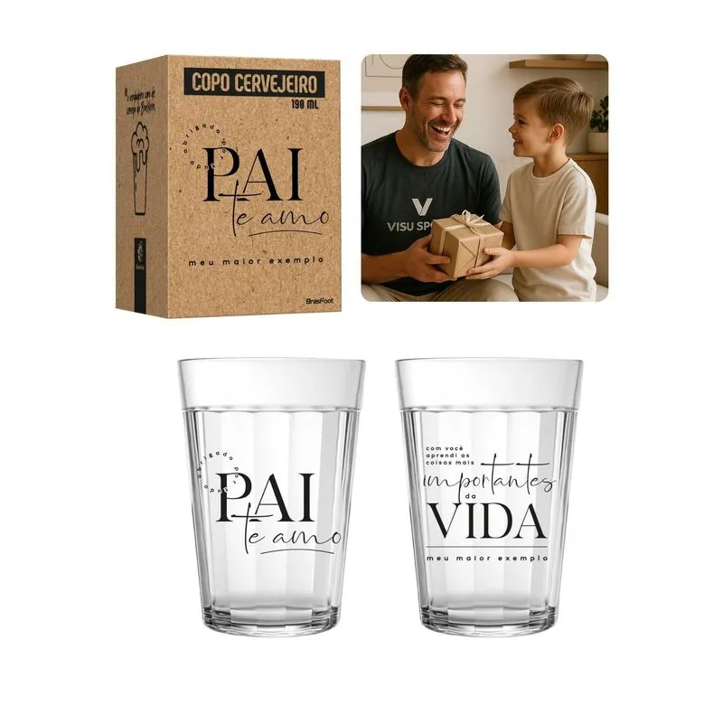 Copo Americano Vidro 190ml Dia Dos País Presente Pai Te Amo
