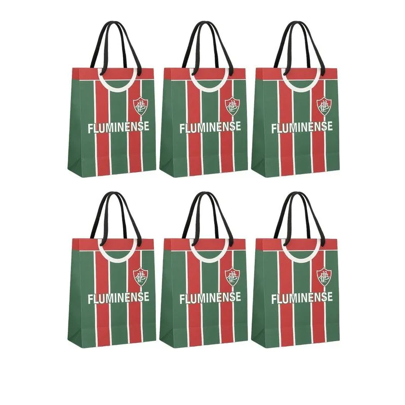 Kit 6 Sacola Papel Off-set Alça Gorgurão Fluminense Presente