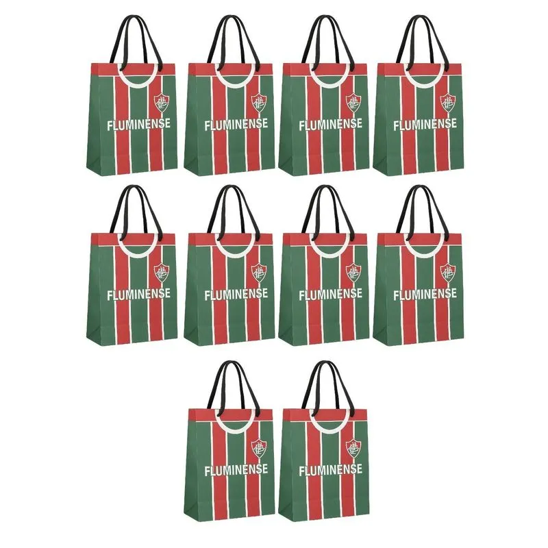 Kit 50 Sacola Papel Of-set Alça Gorgurão Fluminense Presente