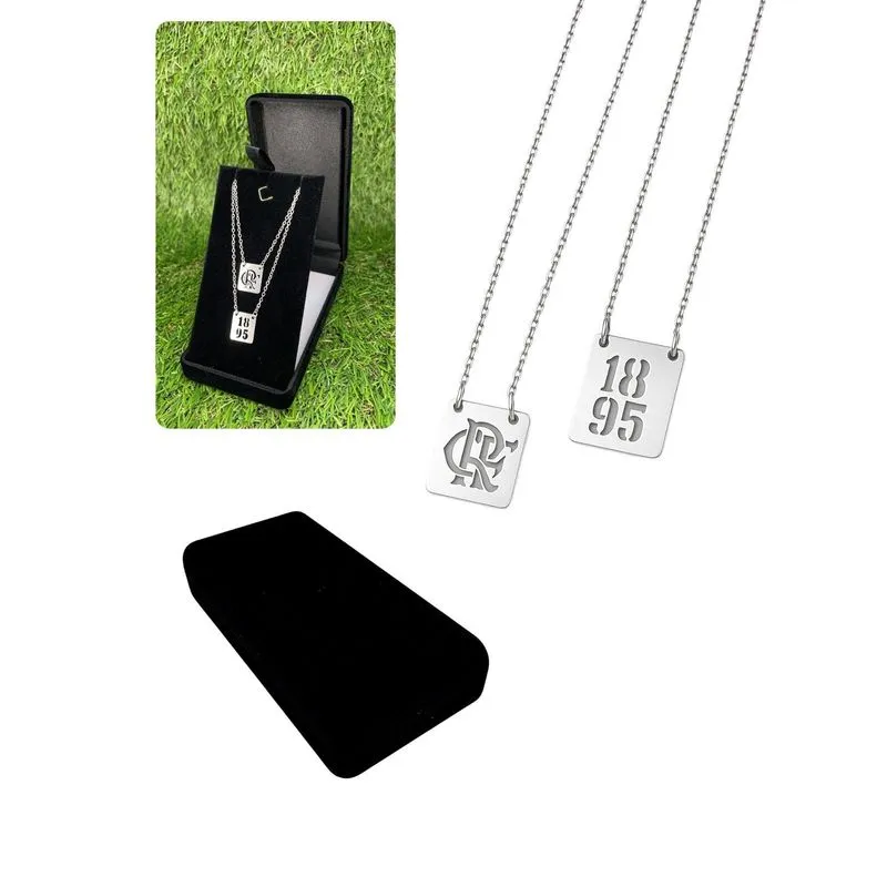 Kit Presente Caixinha Veludo+Cordão Escapulário Flamengo Aço