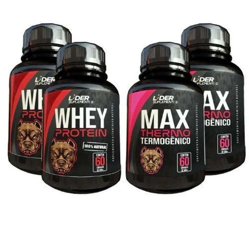 Whey Protein E Max Thermo - 60 Cápsulas De 500Mg Kit Com 4 Potes