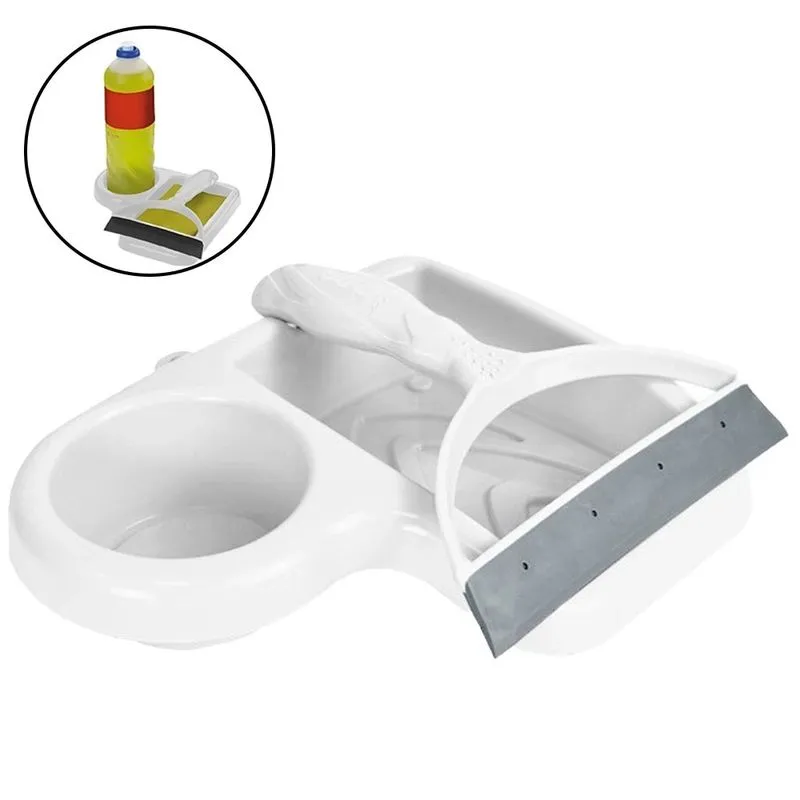 Kit Pia Cozinha Porta Detergente + Esponja e Rodinho - Keita