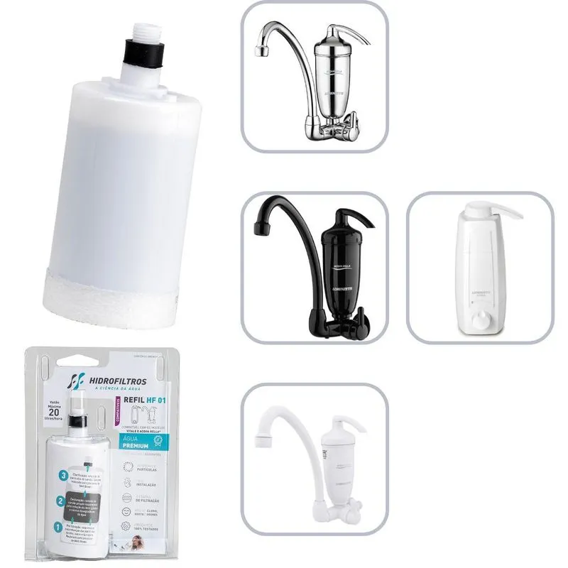Kit 9 Refis Vela Filtro Água Lorenzetti Acqua Bella Vitale