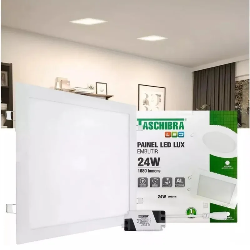 Kit 5 Painel Plafon Led Teto 24W Quadrado Embutir Bivolt