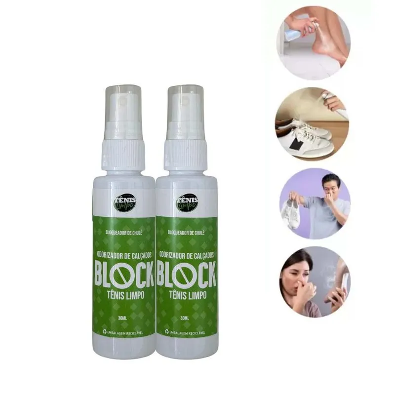 Kit 2 Desodorante Tênis Spray Removedor Tira Chulé Block