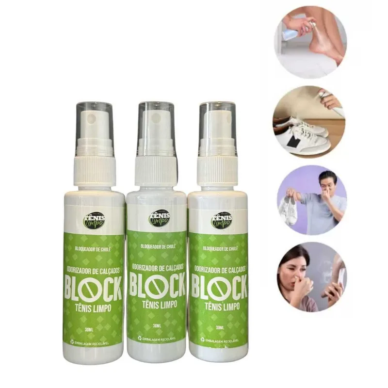 Kit 3 Desodorante Tênis Spray Removedor Tira Chulé Block