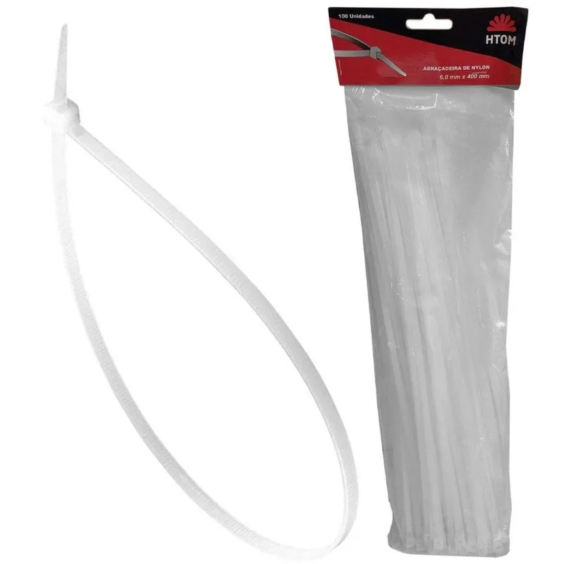 Kit 100 Abraçadeiras Nylon Branca 6mm X 400mm Enforca Gato