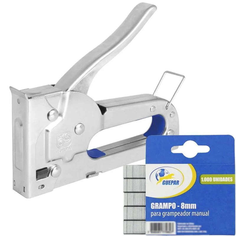Grampeador Tapeceiro Manual 4 A 8mm Com 1.000 Grampos Guepar