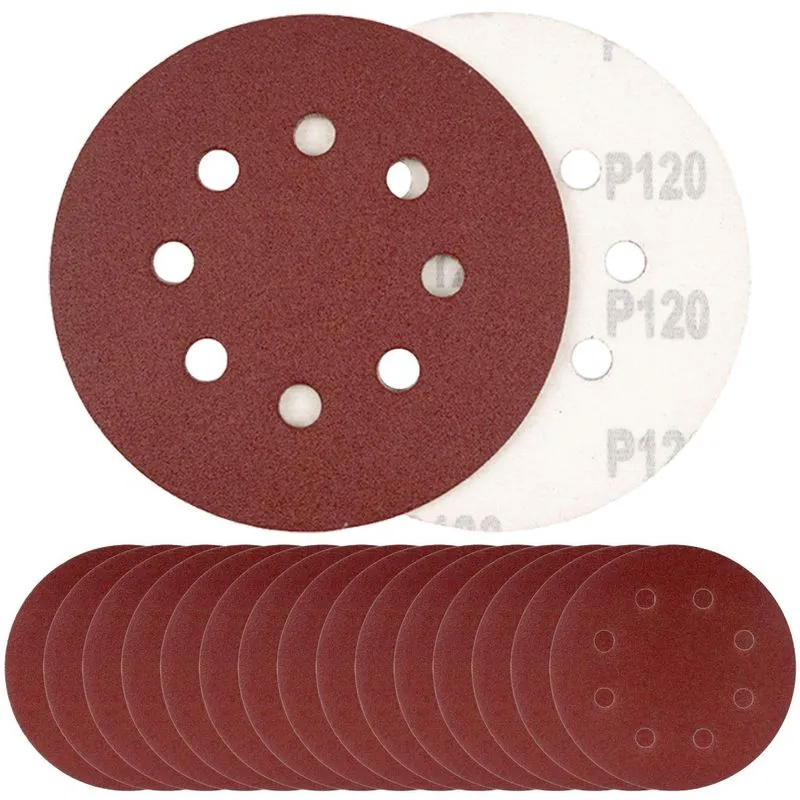 Disco De Lixa 125mm 8 Furos P120 15un Lixadeira Roto Orbital