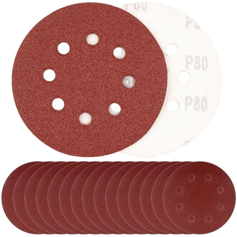 Kit 15 Disco De Lixa 125mm 8 Furo P80 Lixadeira Roto Orbital