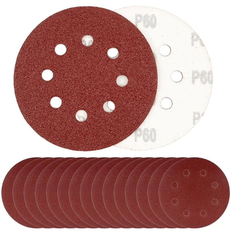 Kit 5 Disco De Lixa 125mm 8 Furos P60 Lixadeira Roto Orbital