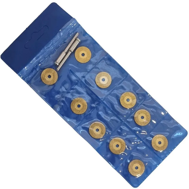 Kit 10 Discos De Corte Diamantados 16mm Titânio 2 Haste 3mm