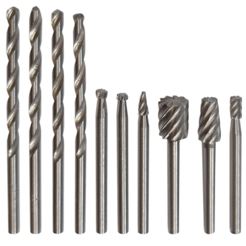 Kit 10 Brocas Fresas Escareadoras Haste 3Mm Micro Retíficas