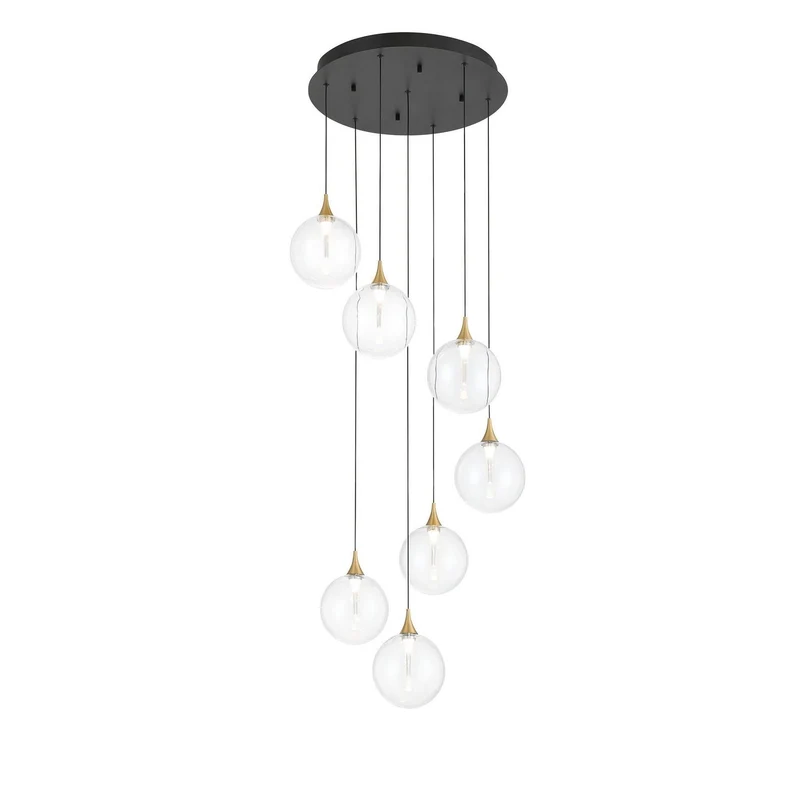 Iissa LED Multi-Light Pendant Gold / Clear Glass