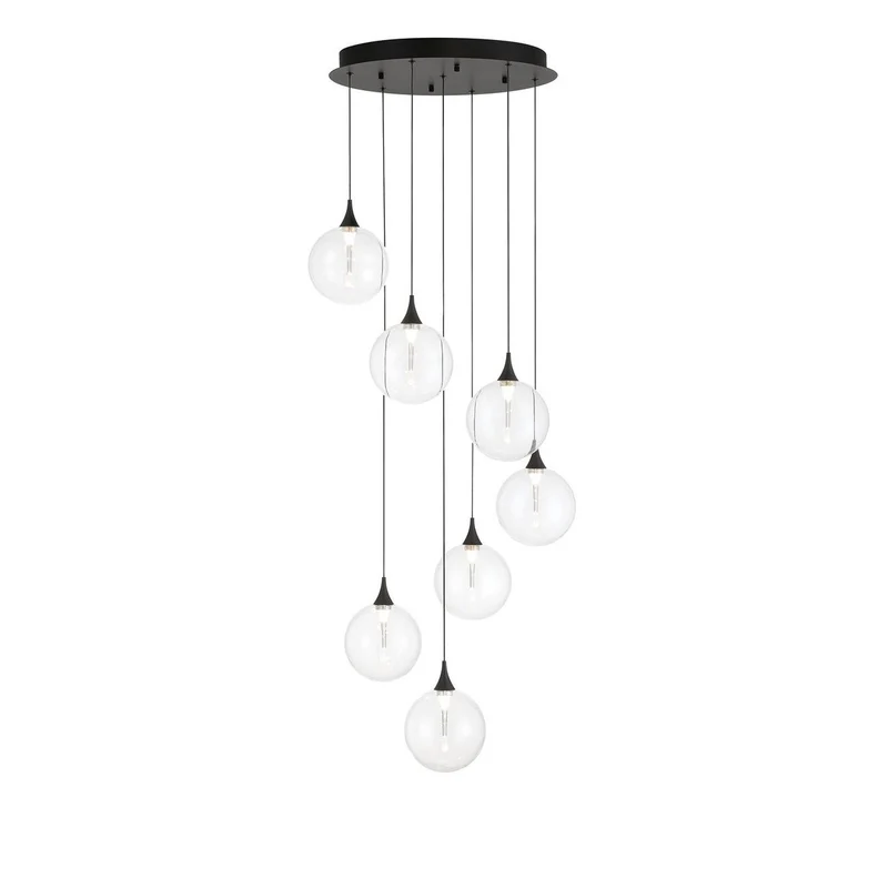 Iissa LED Multi-Light Pendant Black / Clear Glass
