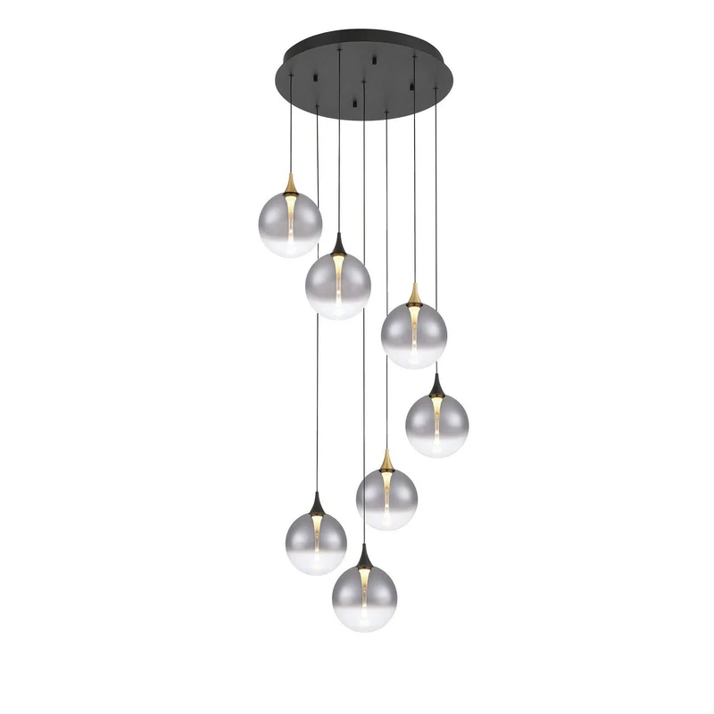 Iissa LED Multi-Light Pendant Gold-Black / Smoked Glass