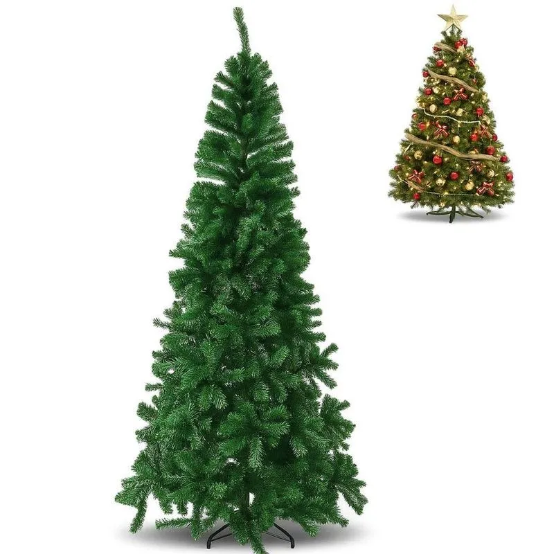 Árvore De Natal Pinheiro 2,40m Com 1400 Galhos Densos E Base De Ferro Verde Tuut