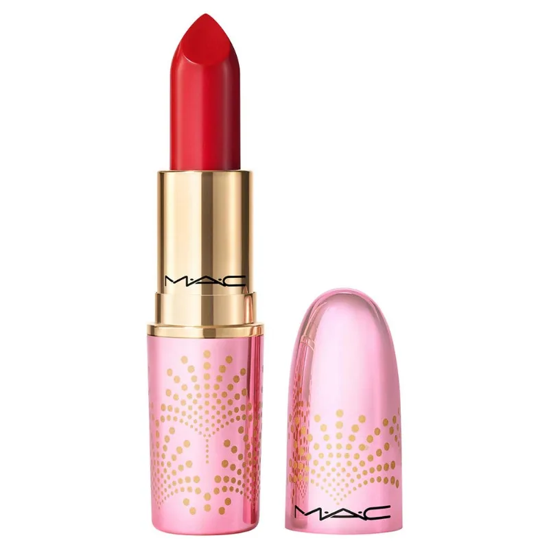Batom MAC Holiday Lustreglass Lipstick Shade Put A Bow On It
