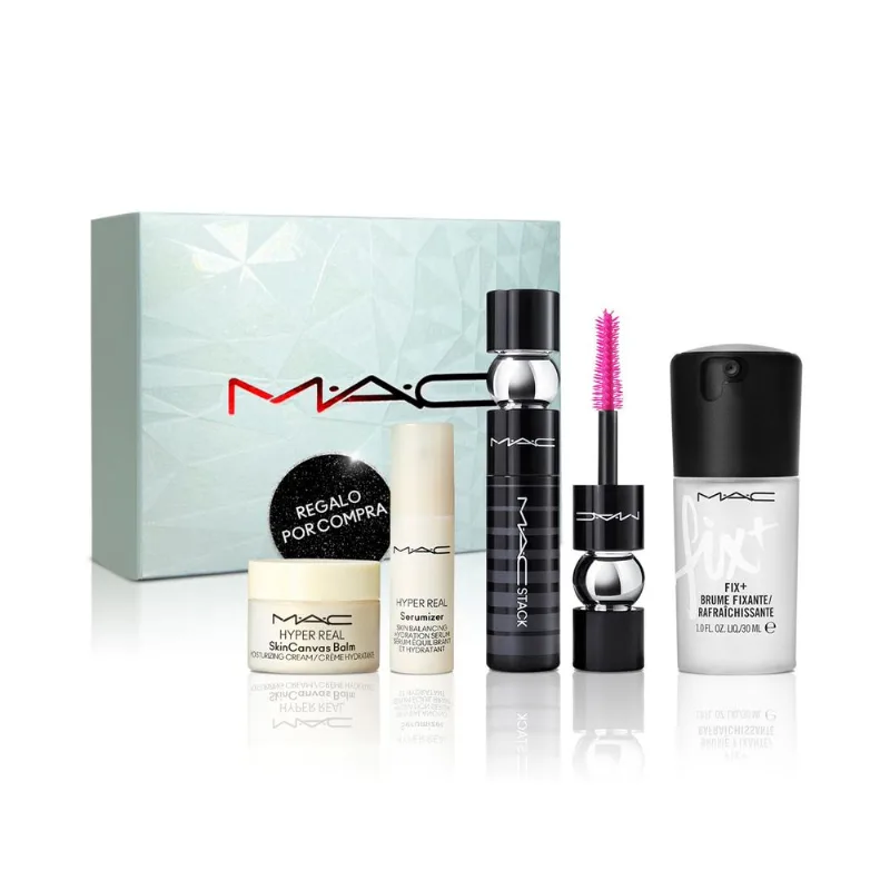 MINI SELF CARE KIT Macstack Mini Mascara Black 8 ml + Prep + Prime fix + Finishing Mist 30 ml + Hyper real Skincanvas Balm 5 ml REGALO y Hyper Real Serumizer REGALO