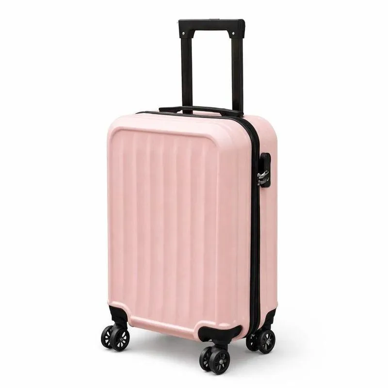 Mala De Viagem Bordo Pequena 10kg Rígida ABS Com 4 Rodas 360 E Cadeado De Senha Rosa