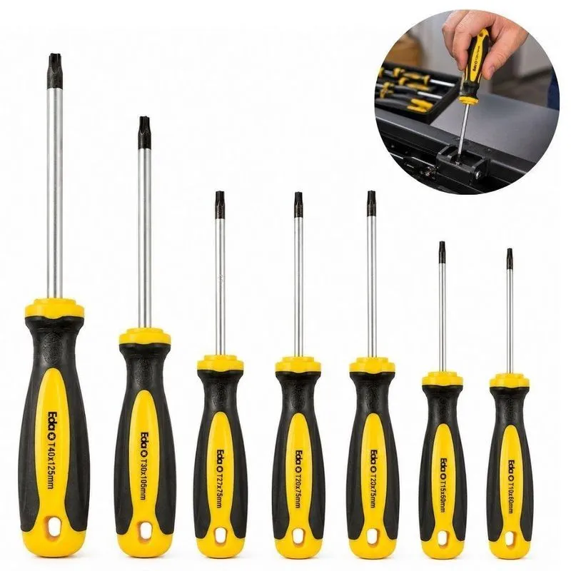 Jogo De Chaves Fenda Torx Magnéticas 7 Peças T10 A T40 Aço Superior Para Manutenção Profissional