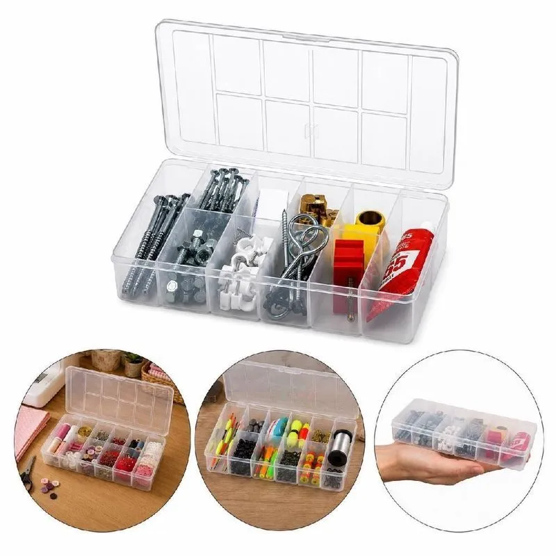 Organizador Nitron 019 Caixa Box Multiuso Plástico 10 Divisórias Transparente Ghittoni