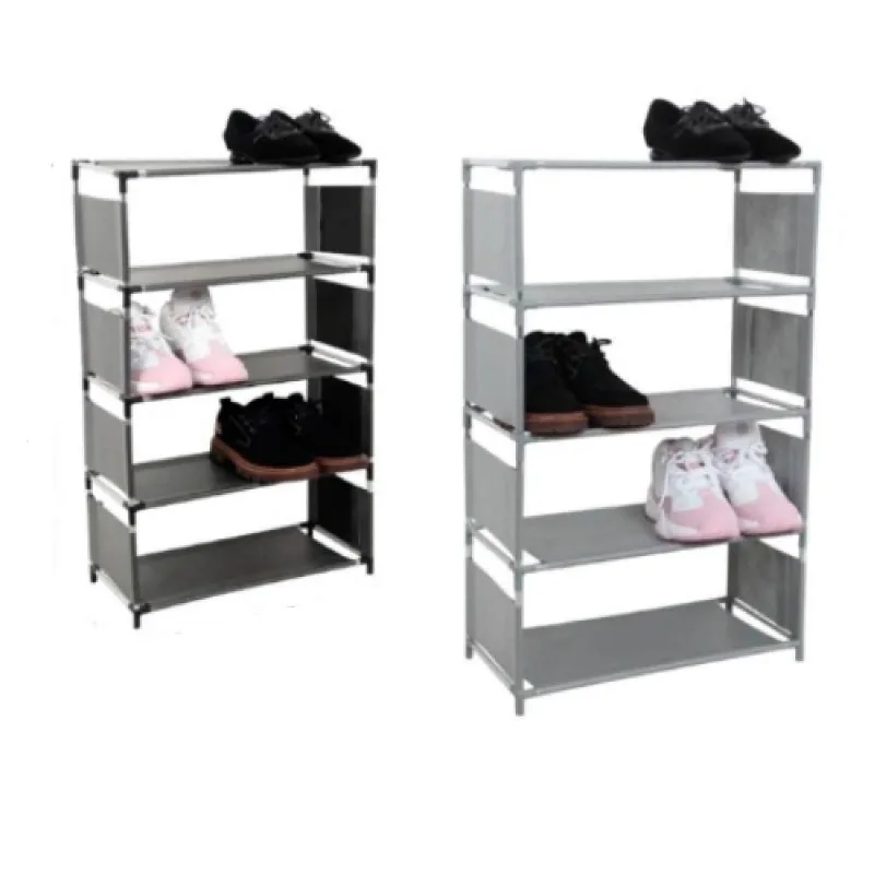 Sapateira 5 Prateleiras Organizador Vertical Multiuso Plástico Metal e TNT para Closet e Quarto