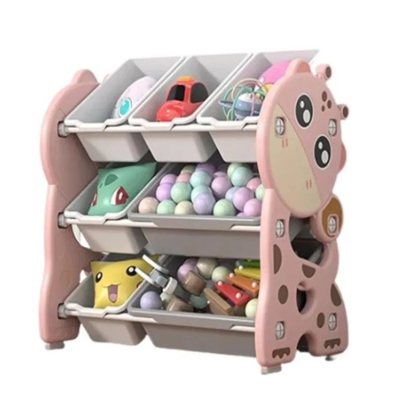 Estante Organizadora Infantil Rosa 7 Gavetas Com Caixas Plásticas Girafa Para Quarto Bebê