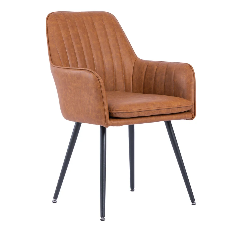 Modern Mid Back Dining Chairs Light Brown / 2 Pieces