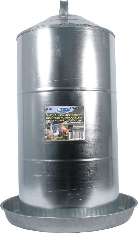 Galvanized Poultry Fountain 2 Gallon 8 Gallon